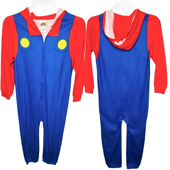 SUPER MARIO Cosplay Blanket Sleeper UnionSuit Halloween Costume Kids Size 8 - Picture 5 of 8